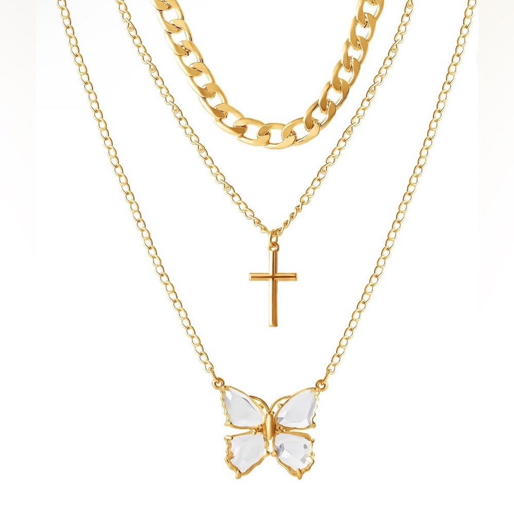 Butterfly 🦋 wings 🪽 (Layered 3 chain Necklace)